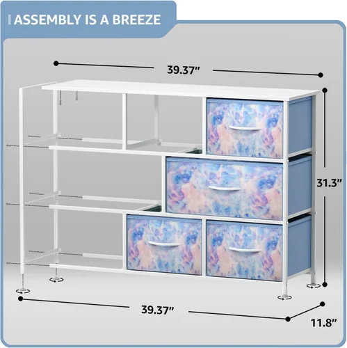Vista 60 de Sorbus Cómoda con 8 cajones - Mueble para almacenar ropa para niño, para dormitorio, pasillo, clóset, oficina – Marco de acero, parte superior