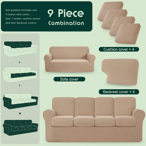 Vista 12 de CHUN YI Fundas para sofá de 7 piezas, lavables, fundas elásticas para sofá de 3 cojines con respaldo y fundas de cojín separados, protector