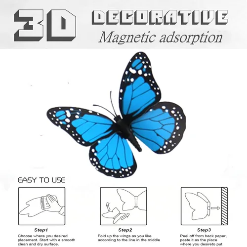 Vista 4 de Calcomanías de pared de mariposa monarca para el hogar, calcomanías de mariposa 3D, calcomanías de pared de árbol para pasteles y cupcakes