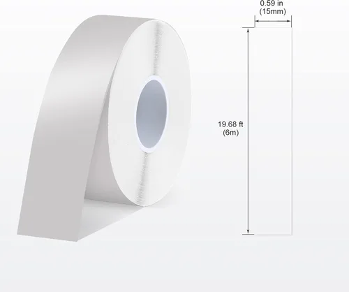 Vista 2 de SUPVAN Cinta para etiquetadora E10 y E11, 2 rollos transparentes de 0.59 pulgadas x 19.7 pies (0.591 in x 19.7 ft), repuesto de cinta térmica