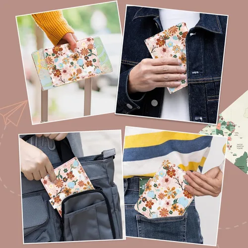 Vista 6 de CoBak Soporte para pasaporte - Guarda pasaportes, tarjetas de crédito, tarjetas de identificación, múltiples bolsillos para almacenamiento.