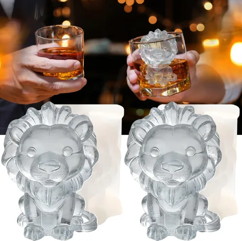 Vista 20 de Bandeja de moldes de silicona para cubitos de hielo de ajolote 3D para whisky, cóctel, bebida, bar; ricos detalles. Divertido molde de animales