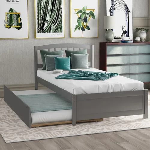Vista 10 de P PURLOVE Base de cama de almacenamiento de madera con dos cajones y cabecero (expreso)