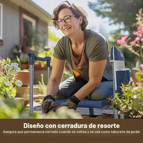 Vista 2 de Aimerla K5 Asiento Arrodillador Plegable - Resistente - (Almohadilla Desmontable Cloud para Arrodillarse) - Taburete de Jardín - 2 Bolsas Grandes