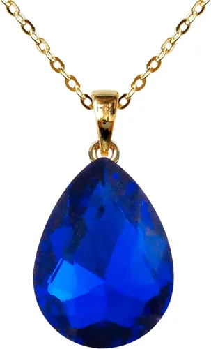 Vista 24 de Navachi Collar con colgante de circón en forma de pera con gota de agua chapada en oro de 18 quilates 16 "+2" Negro
