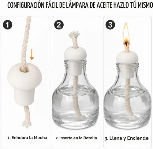 Vista 3 de 20 soportes para mecha de lámpara de aceite: soporte de mecha de linterna de cerámica, accesorios de reemplazo de lámpara de alcohol