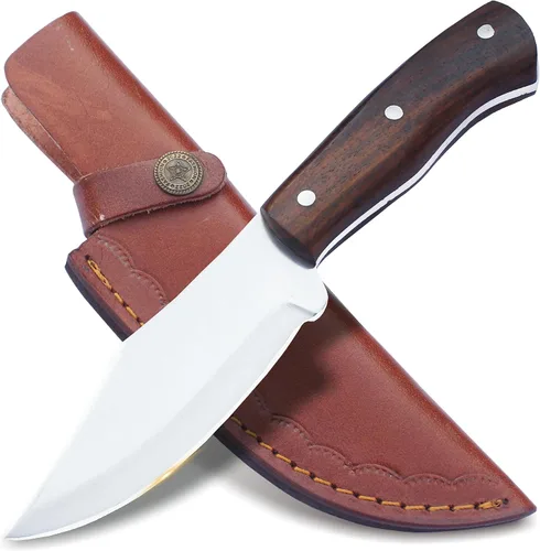 Cuchillo de caza de hoja fija de 9 pulgadas, cuchillo de bushcraft, cuchillo de supervivencia al aire libre, cuchillo de campamento, cuchillo con