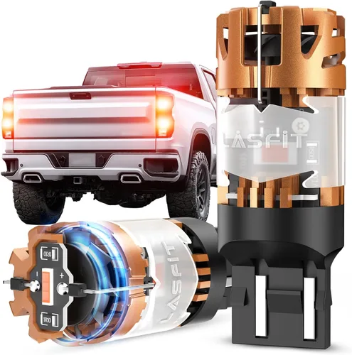 Vista 12 de LASFIT Bombilla LED T3 1156, señal de giro ámbar, resistencia incorporada 7506 CANBUS Ready sin errores, nuevo 500% brillante intermitente 4000LM