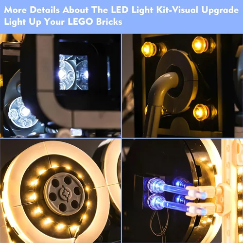 Vista 2 de VONADO Kit de luz LED dorada con control de luz, compatible con cámara Lego Walt Tribute 43230 Lego Polaroid Retro Cámara, accesorios de iluminación