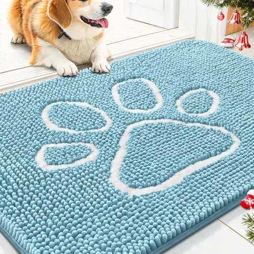 Vista 148 de Smiry Tapete para puerta de perro para patas fangosas, absorbente y Gris y negro