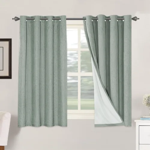 Vista 77 de H.VERSAILTEX Cortinas 100% opacas con aislamiento térmico, texturizadas, de lino, con bloqueo completo de calor y luz, para sala de estar y Negro