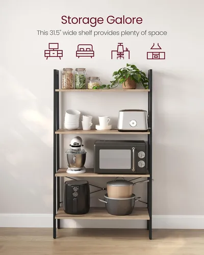 Vista 4 de VASAGLE - Estantería tipo escalera, estantería de 4 niveles, estante de almacenamiento, librero con marco de acero, para sala, oficina en casa