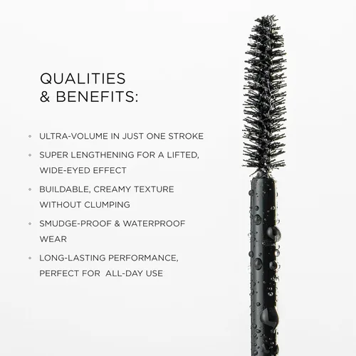 Vista 2 de Lord & Berry Never Too Much Longwear - Máscara de pestañas impermeable negra para volumen y longitud, maquillaje de ojos con efecto de pestañas