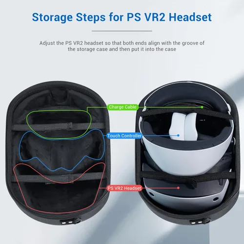 Vista 9 de CYNOVA Funda de transporte para PlayStation VR2, PlayStation 5 VR auriculares y controles táctiles, bolsa de almacenamiento de viaje, funda PS VR2