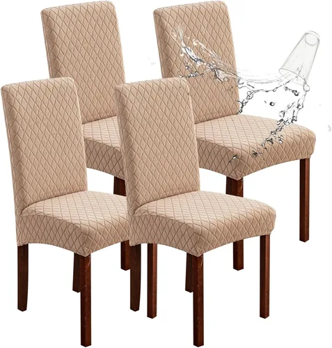 Vista 56 de Genina Juego de 4 fundas 100 % impermeables para sillas de comedor grandes, fundas protectoras elásticas para sillas Parson para el hogar