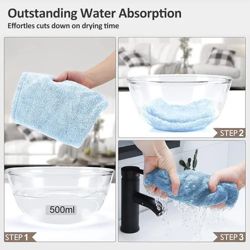 Vista 5 de TeamDeng Toalla de microfibra para el cabello, paquete de 2 turbantes para el cabello mojado, toallas de secado para cabello rizado para mujeres