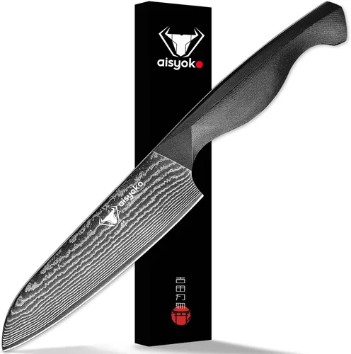 Vista 10 de Aisyoko 8C - Juego de cuchillos de damasco, 3 cuchillos de chef, cuchillos de cocina y pelar, acero inoxidable de alto carbono, mango ergonómico