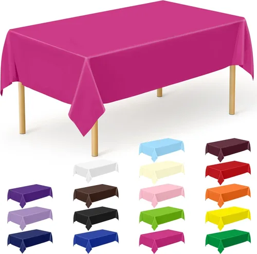 Vista 35 de 4 paquetes de manteles de plástico blanco, manteles desechables resistentes, 54 x 108 pulgadas, manteles de papel desechables para fiestas, limpieza