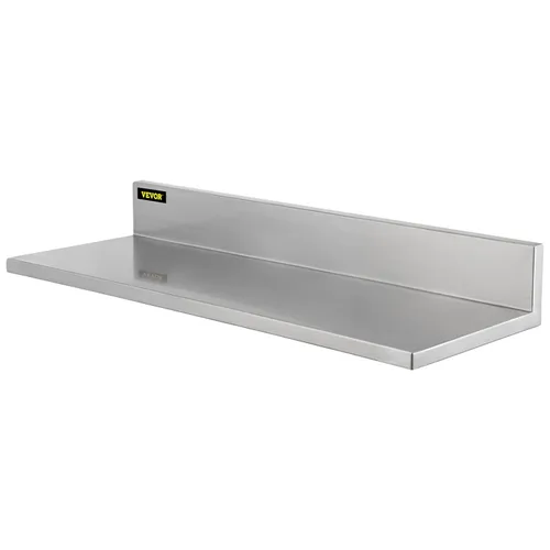 Vista 9 de VEVOR Estante de pared de acero inoxidable, capacidad de carga máxima de 44 libras, estantería comercial de montaje en pared con protector contra