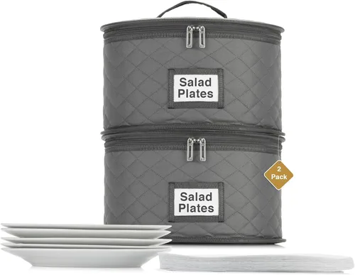 Vista 13 de Paquete de 2 cajas de almacenamiento de platos pequeños de 6 pulgadas, contenedor de almacenamiento de China, apilable con interior acolchado