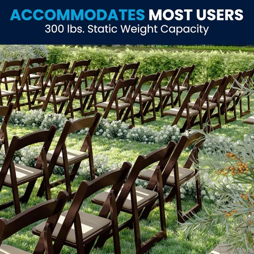 Vista 22 de HERCULES™ silla plegable de madera blanca, con asiento acolchado, Vinilo, Mahogany