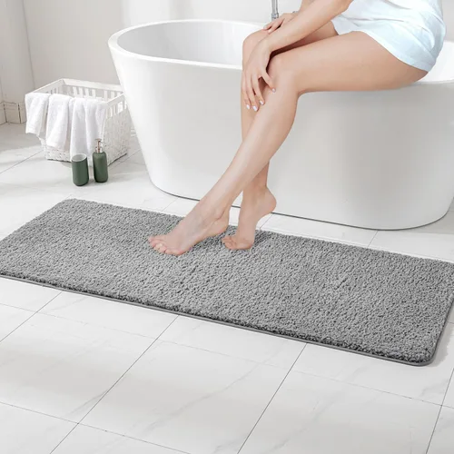 Vista 115 de MIULEE Alfombras de baño negras de microfibra suave y pequeña, 16 x 24