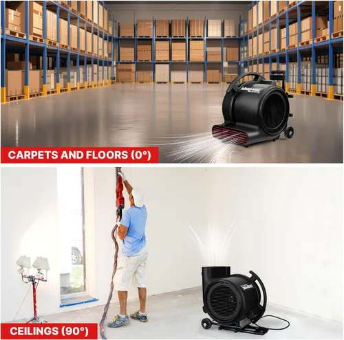 Vista 2 de Shop-Vac 5430214 Ventilador de piso de 1800 CFM, motor de aire de 3 velocidades, ventilador de soplador resistente apilable, para uso comercial