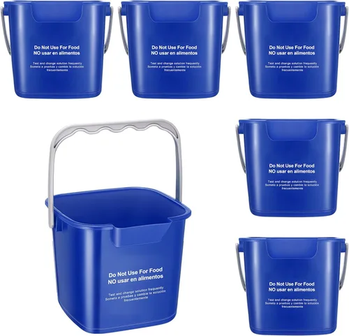 Roshtia 6 cubos de limpieza de 3 cuartos de galón, cubo cuadrado de desinfectante pequeño, cubo de detergente para el hogar, comercial, restaurante,