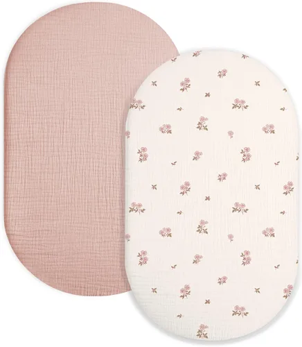 Vista 16 de Sábanas de cuna para bebé niño y niña, paquete de 2, sábanas ajustadas para colchón de cuna rectangular, ovalado, de reloj de arena, sábanas