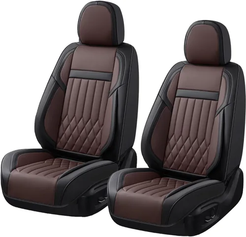 Vista 15 de KEYOOG Juego completo de fundas de asiento de automóvil de cuero napa impermeables y transpirables de 2 plazas, aptas para asientos delanteros