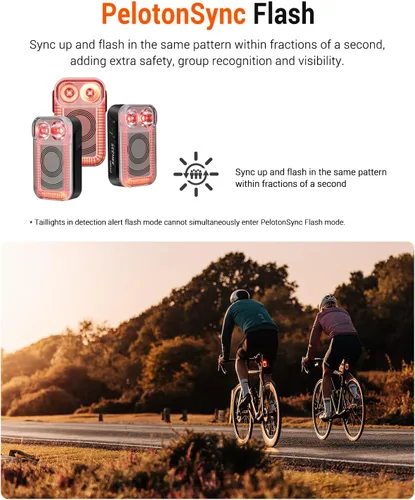 Vista 3 de Magicshine Luz trasera de bicicleta Radar SEEMEE 100AD, control FTR LightSync, luz trasera de radar para bicicleta con USB recargable 700mAh IPX6