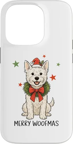 Vista 16 de Merry Woofmas White Terrier Dog Santa Hat Christmas Cute Dog Case for iPhone 15
