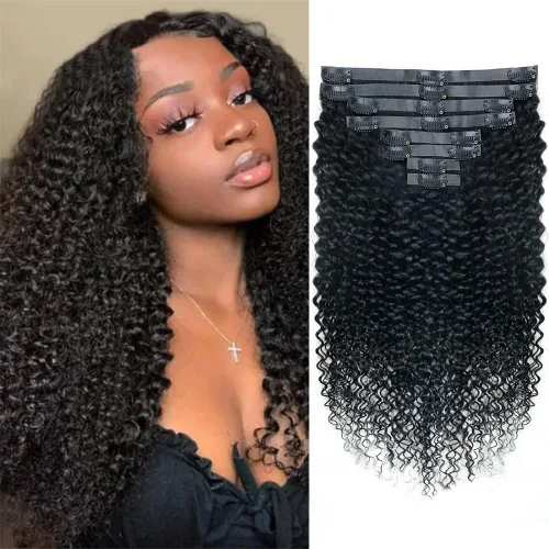 Vista 20 de Extensiones de cabello humano real rizado con clip, balayage, color marrón chocolate a rubio caramelo, 8 piezas con 18 clips, 4.23 oz/juego