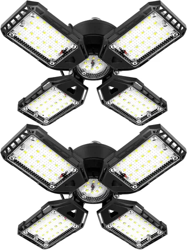 Vista 17 de Aoretic Luces LED para garaje, 1 paquete de 80 W, 8000 lm 6500 K, luz LED de tienda con 3 paneles deformables, luz de granero de sótano, luces