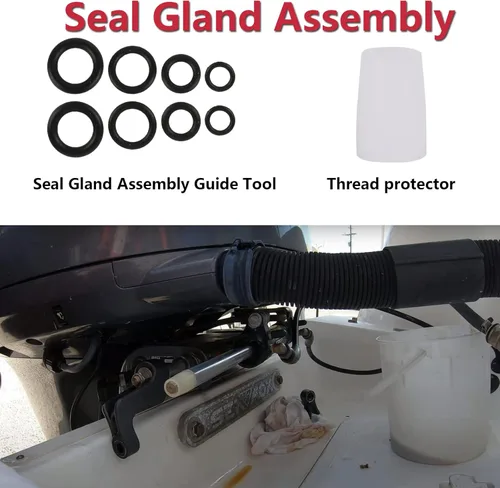Vista 6 de Koauto Kit de sello de cilindro de dirección hidráulico de montaje frontal HS5157 con llave de pasador compatible con Seastar HC5340 HC5341