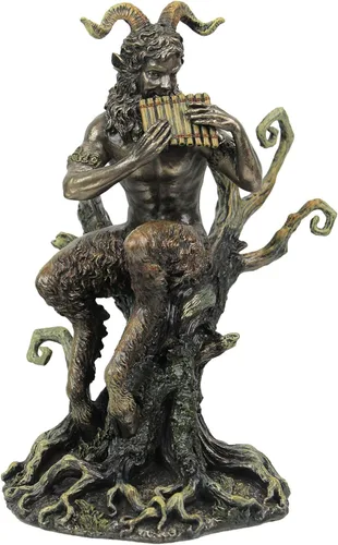 Veronese Design 9 1/2 pulgadas de la cacerola que juega la flauta de resina fundida en frío Estatua de acabado de bronce