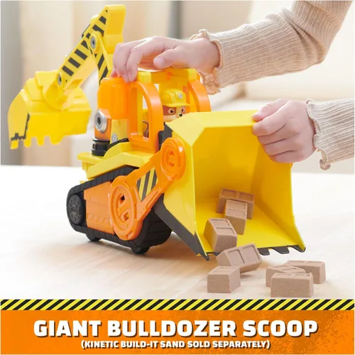 Vista 3 de Rubble & Crew, Bulldozer de construcción de juguete de lujo Bark Yard con luces, sonidos y figura de acción de Rubble, juguetes para niños y niñas