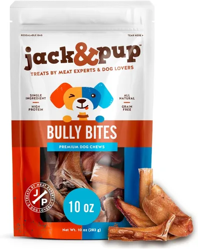 Jack&Pup Bully Stick Bites - Golosinas saludables para perros medianos y pequeños, todo natural, un solo ingrediente para cachorros (Bully Bites 10