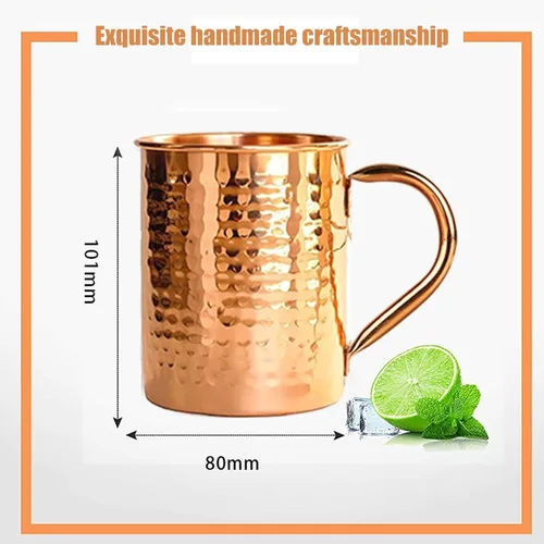 Vista 6 de Taza 100% cobre para Moscow Mule – 12oz martillado cobre puro grueso pared recta