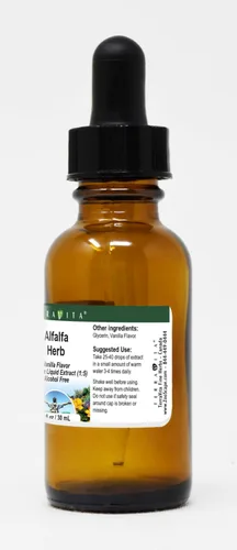 Vista 2 de Terravita Extracto líquido de glicerita de hierba de alfalfa (1:5) - sabor a vainilla (1 oz, ZIN: 522019)
