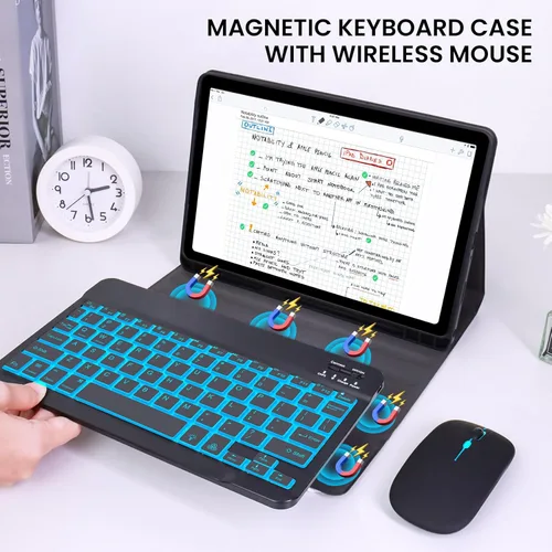 Vista 4 de 7 Colors Backlit Keyboard Case with Mouse for Samsung Galaxy Tab 11 inch A11 Plus & A9 Plus, Dechatable Keyboard Case, Light Cover for Galaxy A9