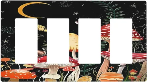 Vista 68 de Mid Century Morden Boho - Placa de pared para interruptor de luz dúplex de 1 banda, placa frontal decorativa eléctrica para receptáculo para baño