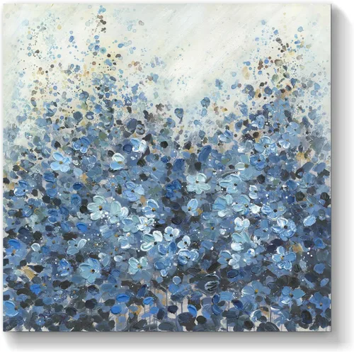Vista 13 de TAR TAR STUDIO Lienzo abstracto de flores azules para pared, 12 x 12 pulgadas, impresión sin marco, decoración botánica para dormitorio, sala