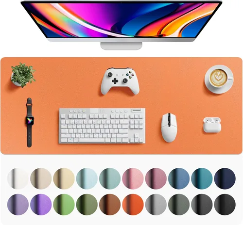 Vista 56 de Aothia - Protector de escritorio de cuero sintético impermeable y antideslizante para laptop, escritura y mouse, para oficina y hogar, 23.6 x 13.7