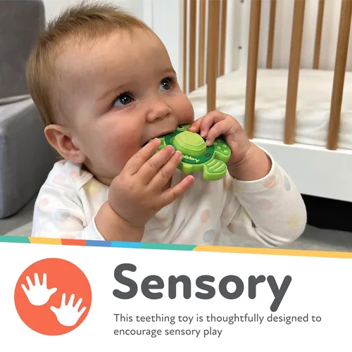 Vista 2 de Nuby Teethe N' Pop - Mordedor sensorial para jugar al bebé, juguete de dentición para bebés de más de 3 meses, tortuga