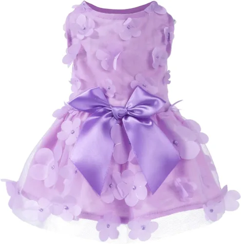 Vista 12 de Laifug Vestido para Perro Cachorro con Estampado Princesa Vestido para Perro Lindo para Fiestas (Rosa, XS)