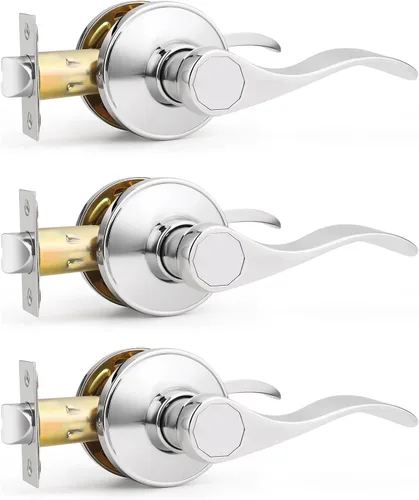 Vista 15 de Probrico Manija de Puerta Negra Palancas de Puerta de Pasaje para Puertas de Armario y Pasillo Estilo Ondulado Manijas de Puerta