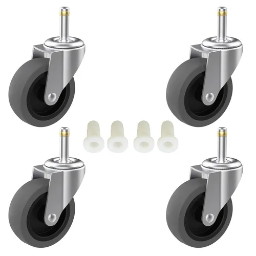 Vista 21 de RILIDRI Juego de 4 ruedas giratorias de vástago de 2 pulgadas, rueda de goma de diámetro de vástago de 7/16 pulgadas, ruedas de reemplazo de goma