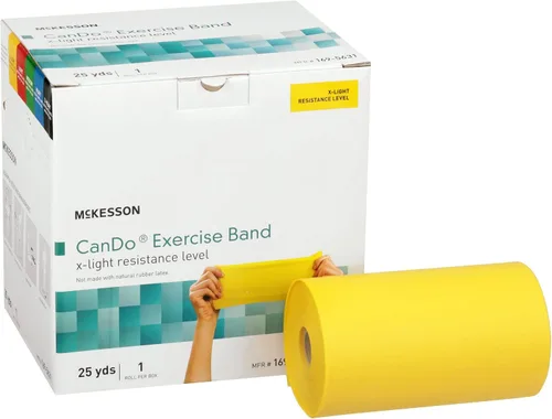 McKesson Can Do - Banda de resistencia para ejercicio, bandas de entrenamiento para terapia física, amarillo, resistencia extra ligera, 5 pulgadas x