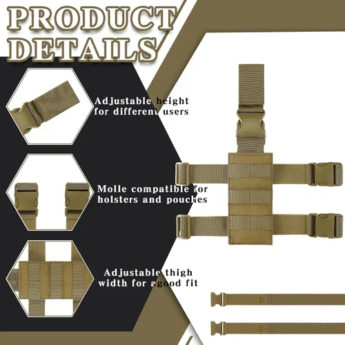Vista 3 de Saintrygo 1 paquete de funda táctica de nailon para pierna caída, plataforma táctica de pierna caída, bolsa de módulo ajustable para caza (marrón)